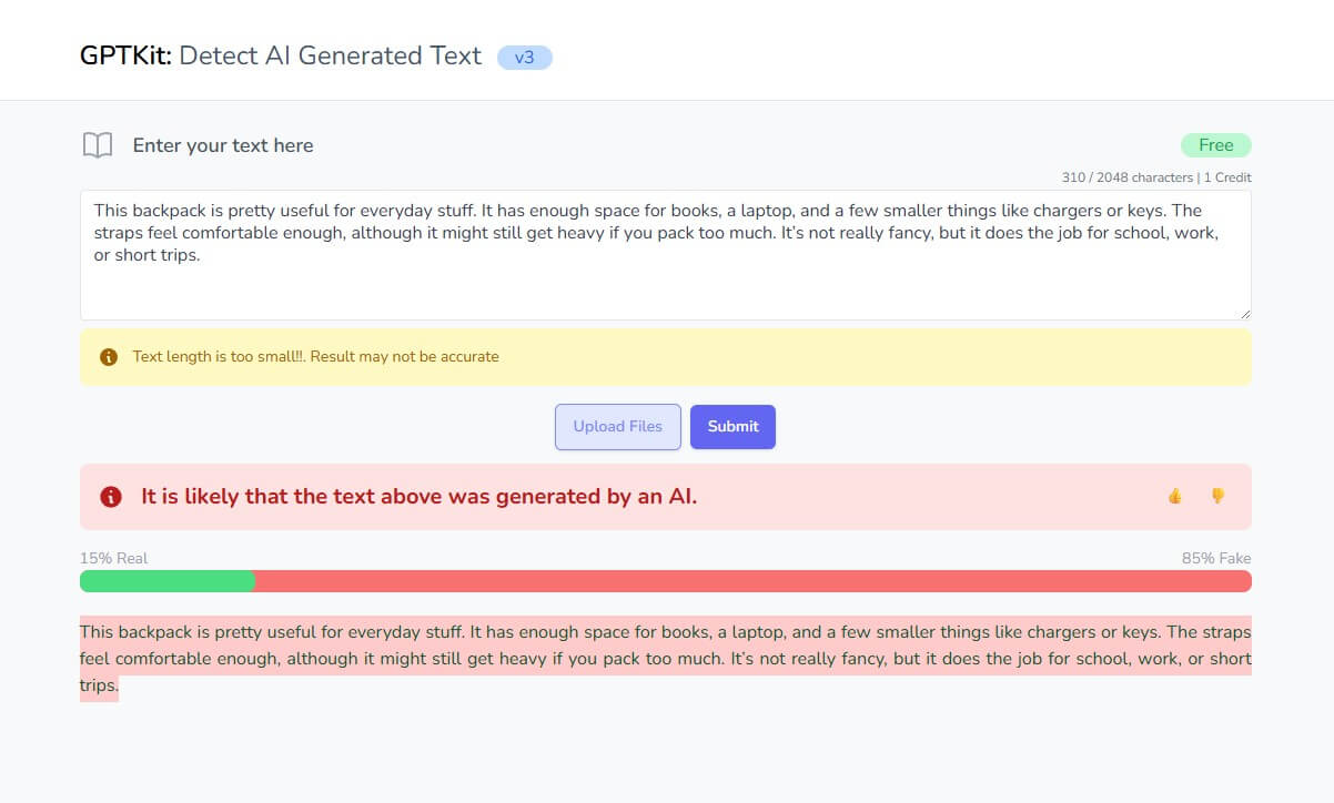 GPTKit sample 6 simple product review style