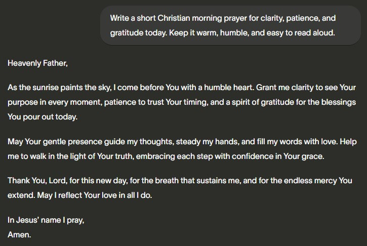 PrayGen morning prayer response