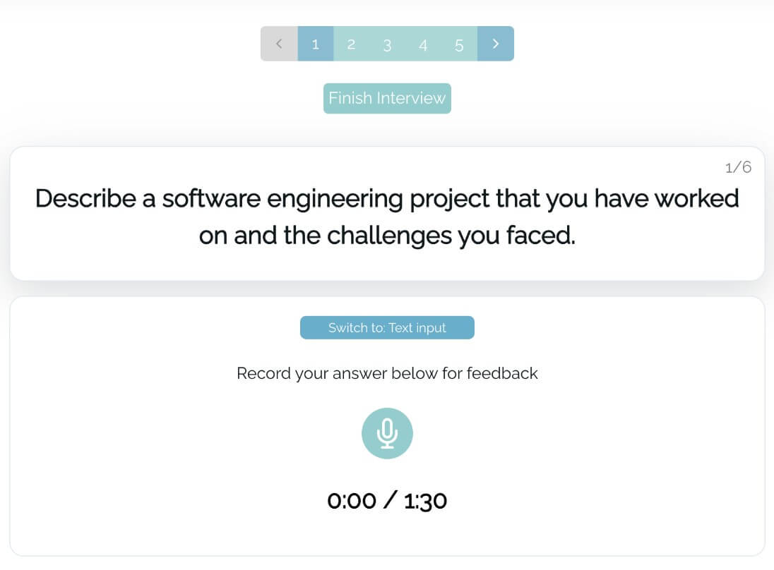 InterviewAI AI-powered practice interface