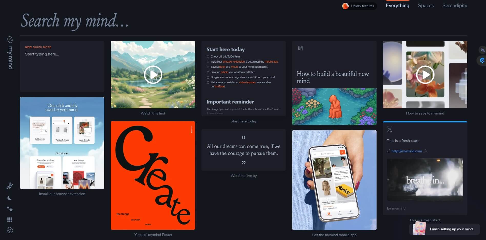 MyMind Homepage