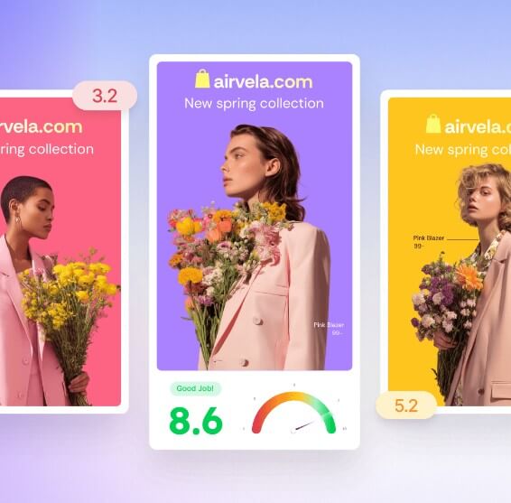 Neurons AI ad score comparison across fashion creative variants
