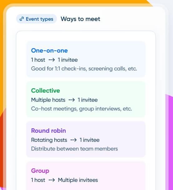 Calendly event types