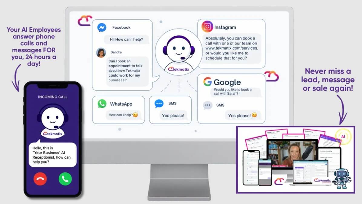 Tekmatix AI Employees feature for business automation