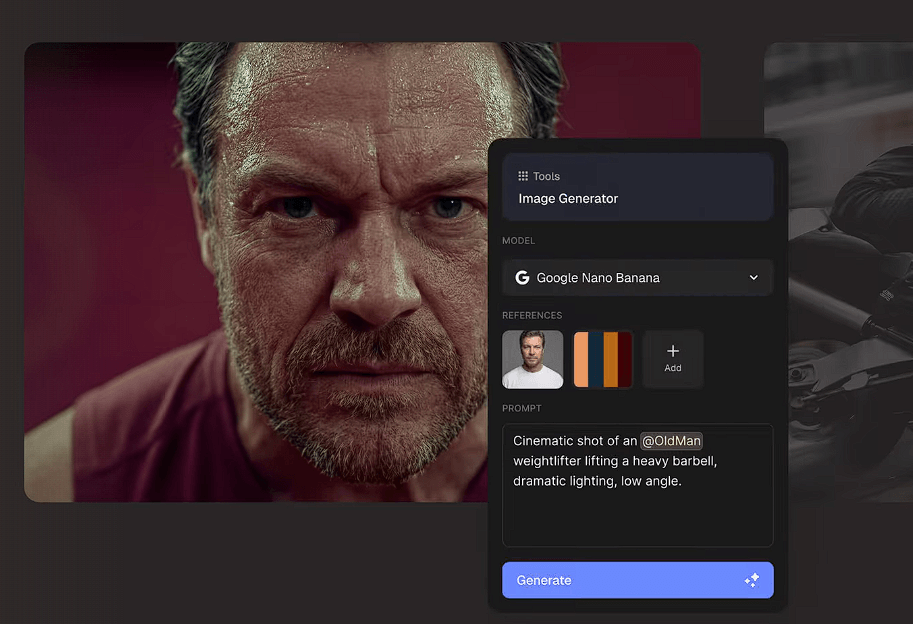 Magnific image generator with model selection, reference images, and prompt controls