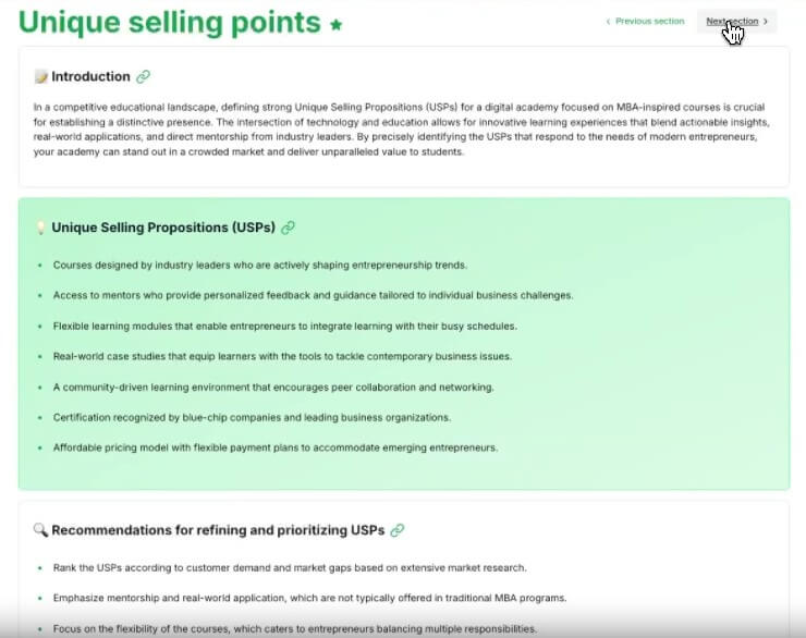 VenturusAI unique selling points analysis