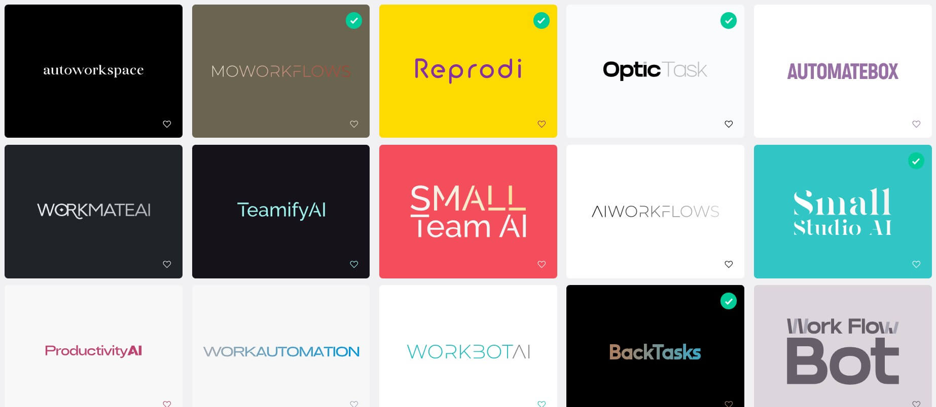 Namelix AI software startup name results