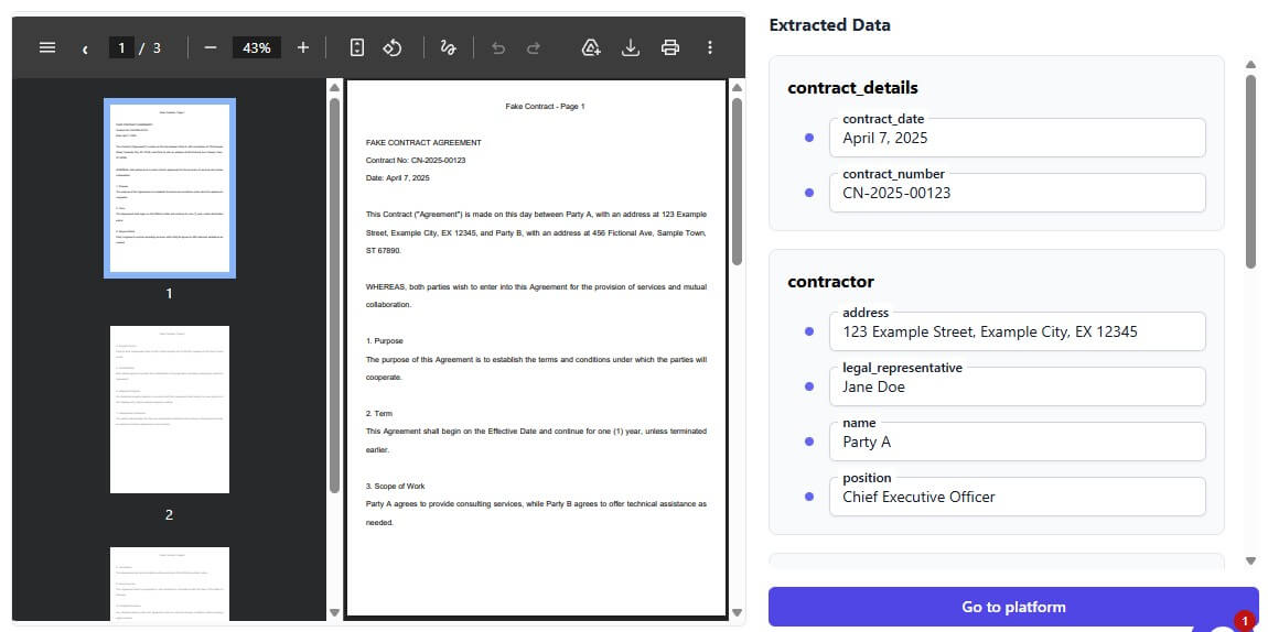 Extracta AI contract data extraction