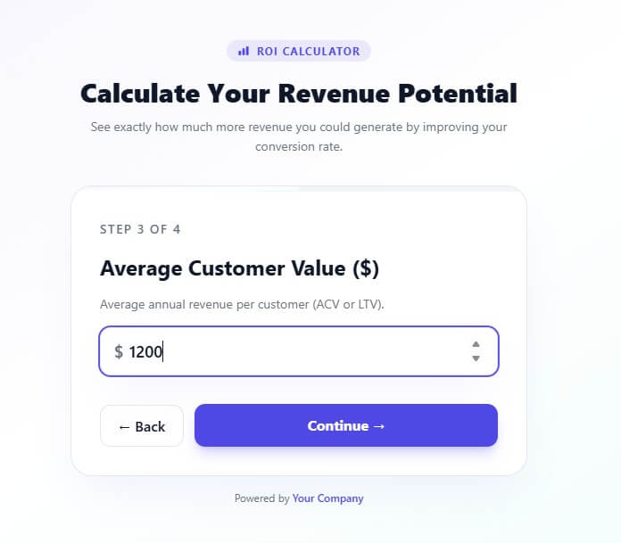 Embeddable.co SaaS ROI calculator sample output C