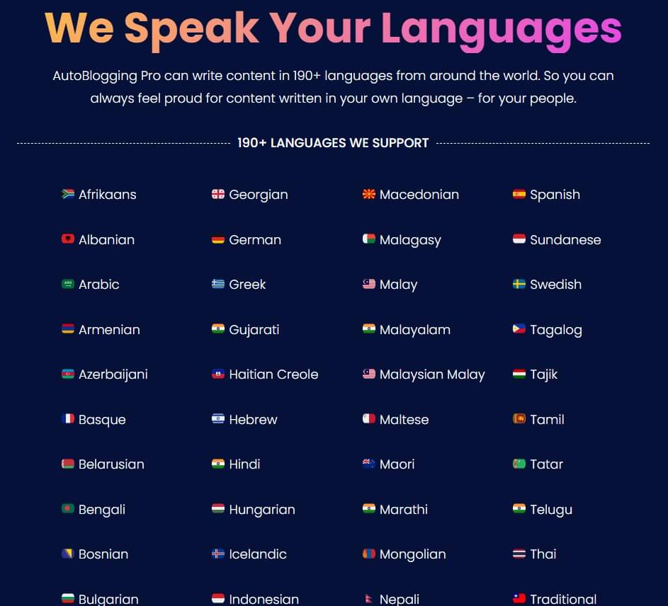 AutoBlogging Pro multilingual content support