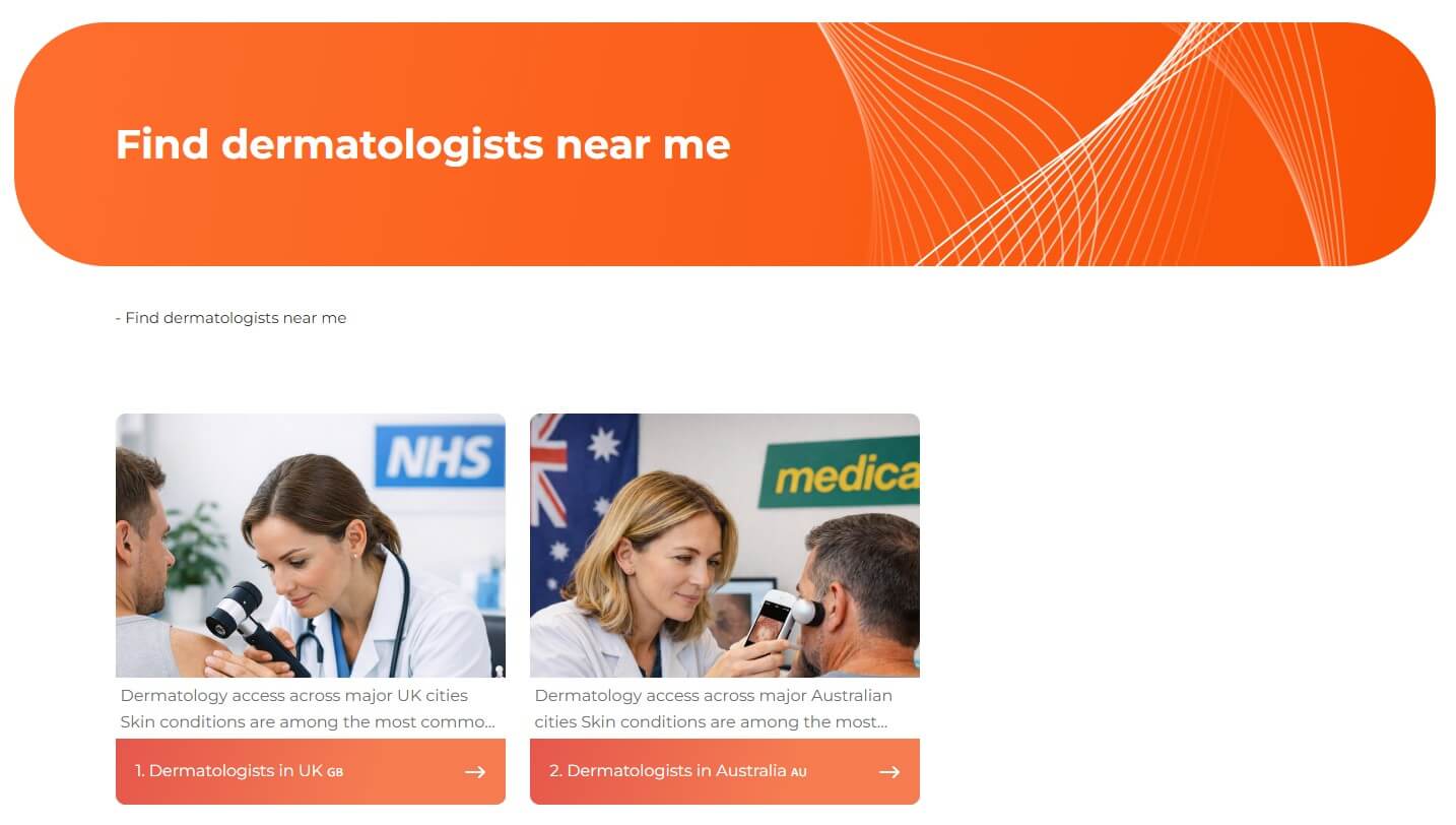 Skinive find dermatologists near me directory page