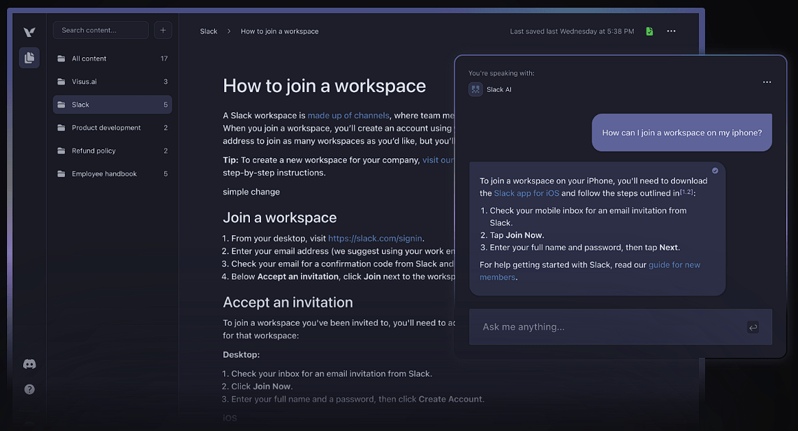 Visus AI Knowledge Assistant