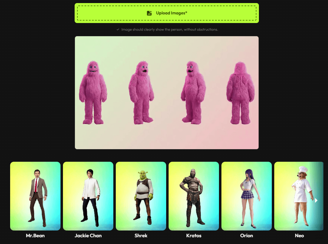 Viggle Character Upload and Library