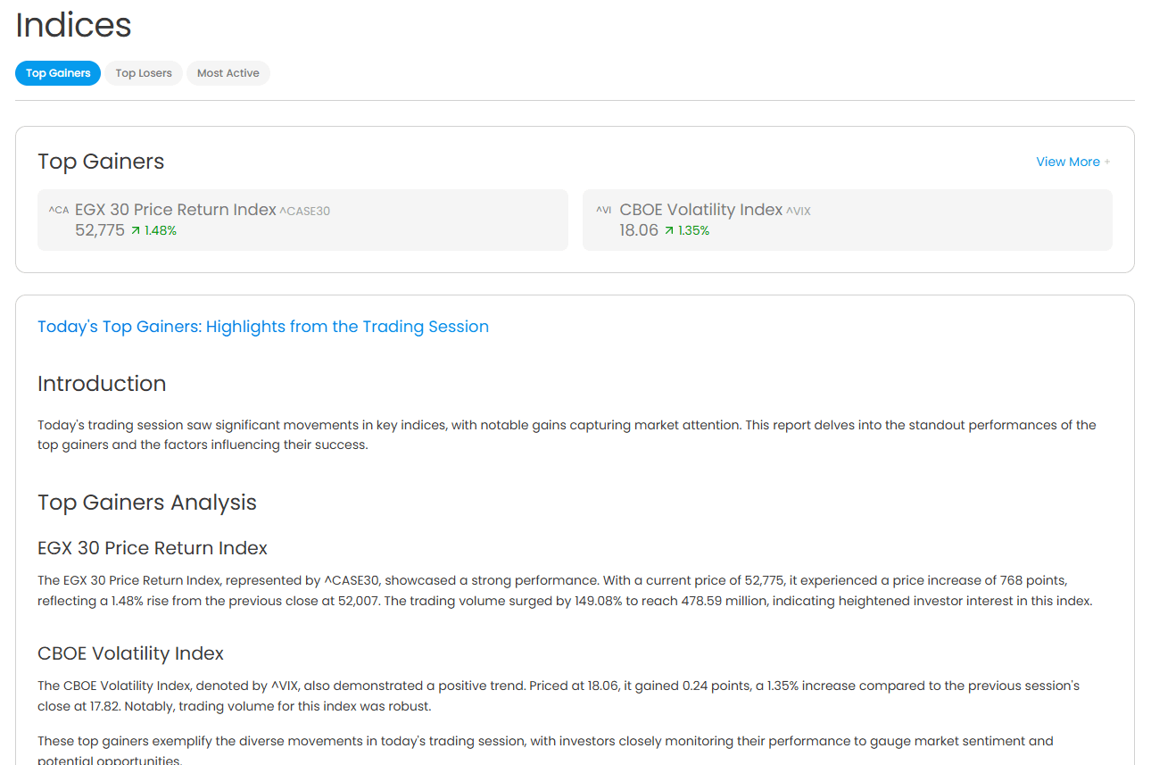 DealSize.ai Indices Screen