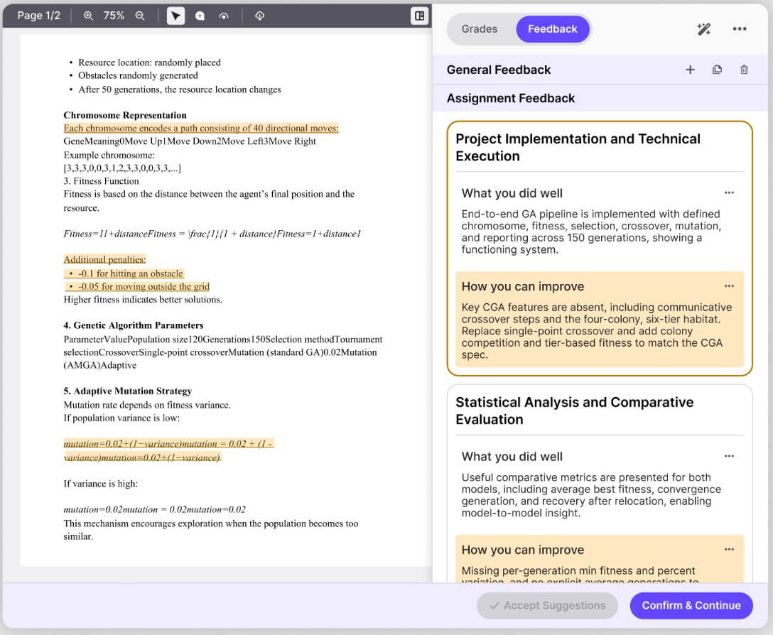 TimelyGrader technical reasoning feedback