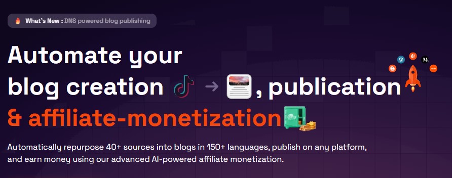 Blogify blog creation and affiliate monetization homepage banner